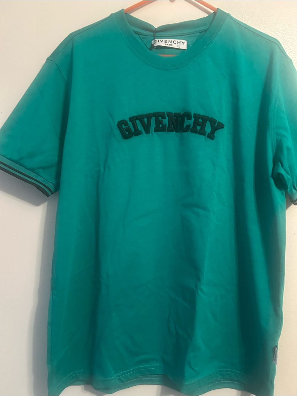 Givenchy Teal Short-Sleeve Logo Crewneck Tee